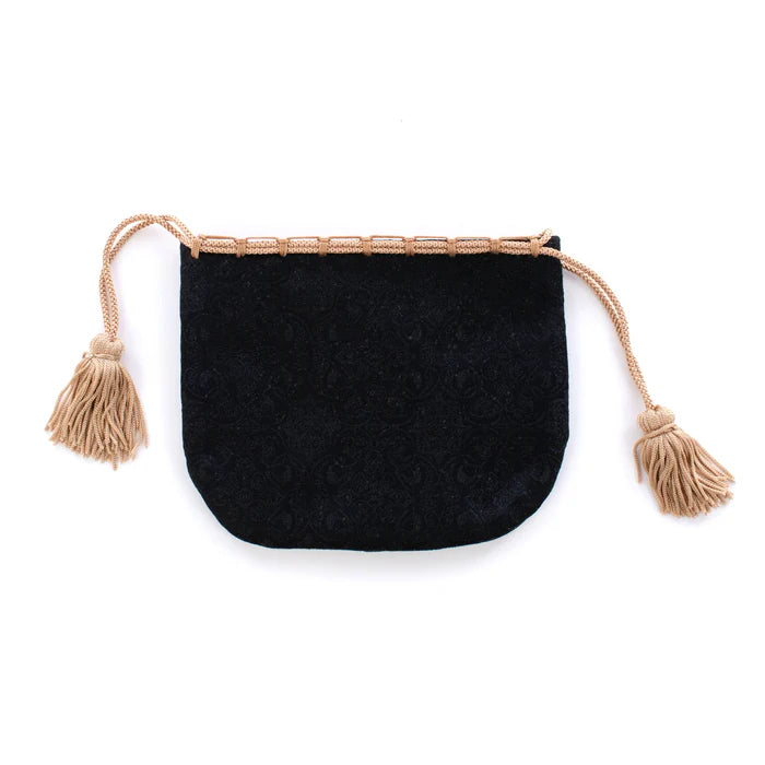 Nishijin-ori Small Drawstring Bag - Grapevine / Black -, Made in Kyoto, Japan, Japanese traditional craft purse