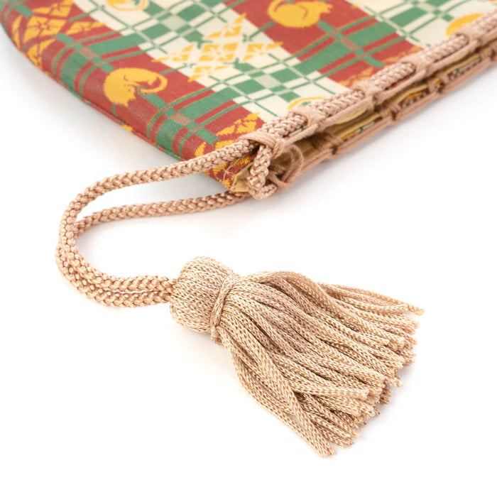 Nishijin-ori Small Drawstring Bag - Cat / Brown -, Made in Kyoto, Japan, Japanese traditional craft purse