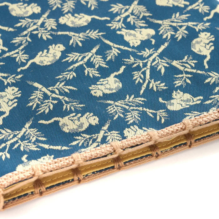 Nishijin-ori Small Drawstring Bag - Bamboo Groves and Cats / Navy Blue -, Made in Kyoto, Japan, Japanese traditional craft purse