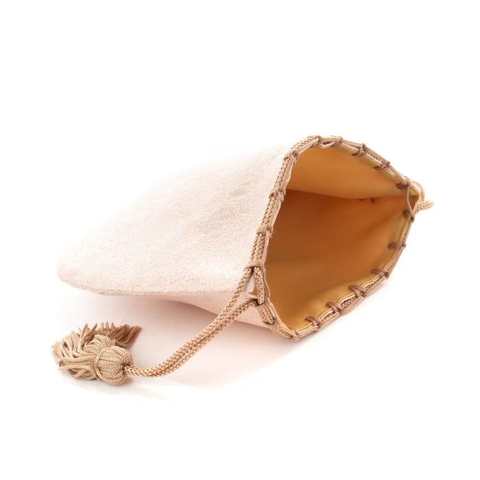 Nishijin-ori Small Drawstring Bag - Crumpled Pattern / Pink -, Made in Kyoto, Japan, Japanese traditional craft purse