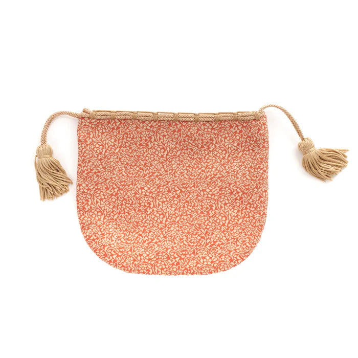 Nishijin-ori Small Drawstring Bag - Flower and Arabesque Pattern / Rose -, Made in Kyoto, Japan, Japanese traditional craft purse