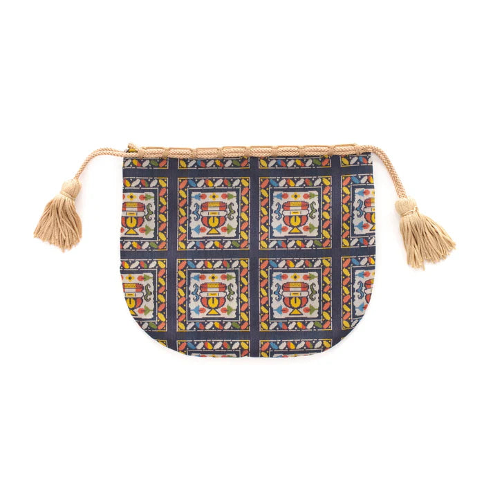 Nishijin-ori Small Drawstring Bag - Flower Cup -, Made in Kyoto, Japan, Japanese traditional craft purse