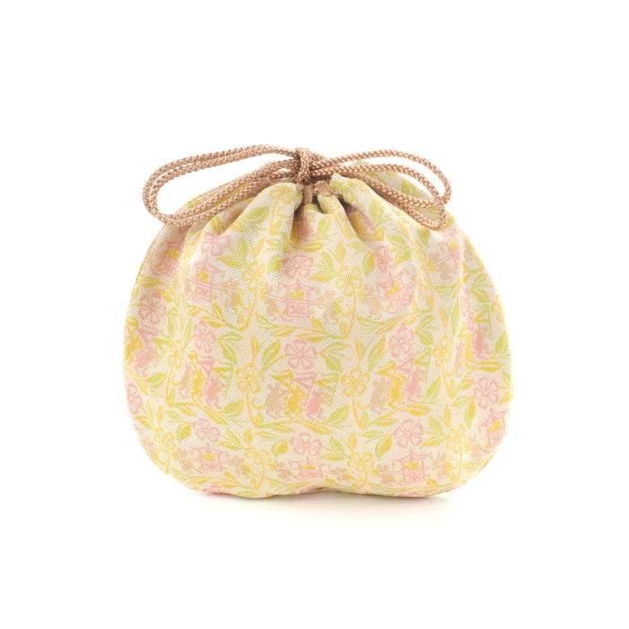 Nishijin-ori Small Drawstring Bag - Mouse -, Made in Kyoto, Japan, Japanese traditional craft purse