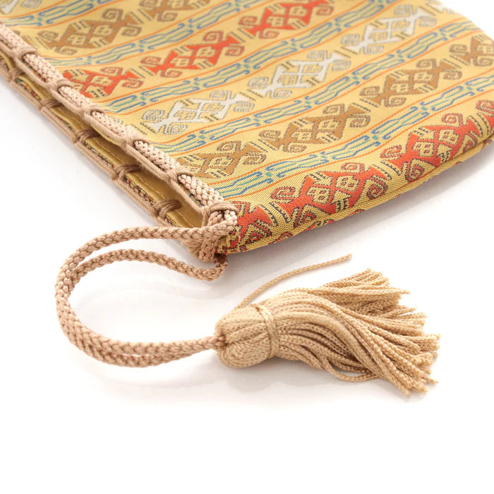 Nishijin-ori Small Drawstring Bag - Monkey -, Made in Kyoto, Japan, Japanese traditional craft purse