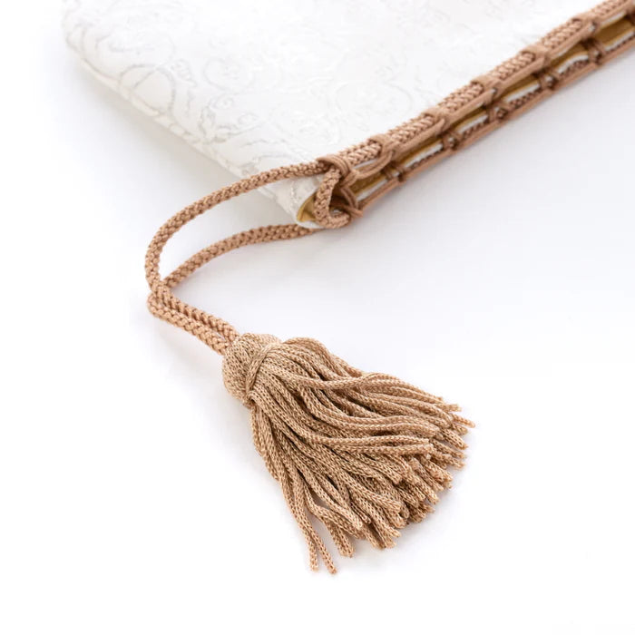 Nishijin-ori Small Drawstring Bag - Grapevine / White Silver -, Made in Kyoto, Japan, Japanese traditional craft purse