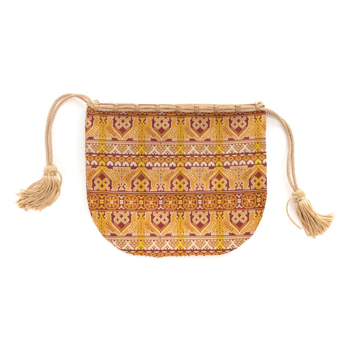 Nishijin-ori Small Drawstring Bag - Cock / Dark Red -, Made in Kyoto, Japan, Japanese traditional craft purse