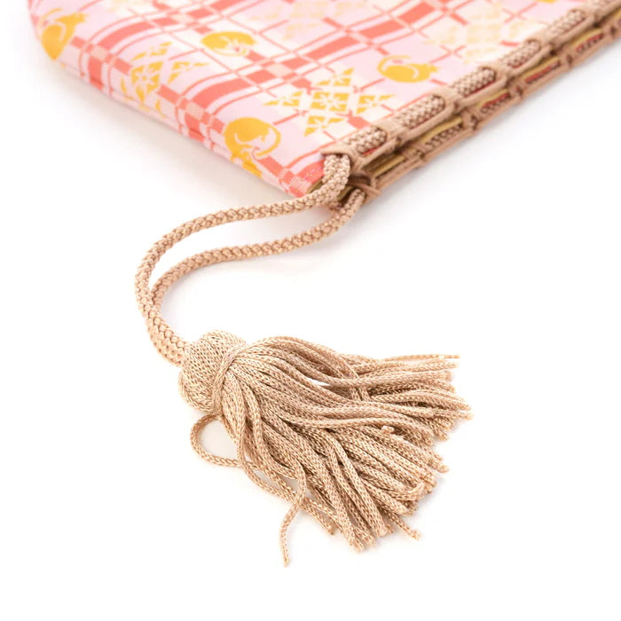 Nishijin-ori Small Drawstring Bag - Cat / Pink -, Made in Kyoto, Japan, Japanese traditional craft purse