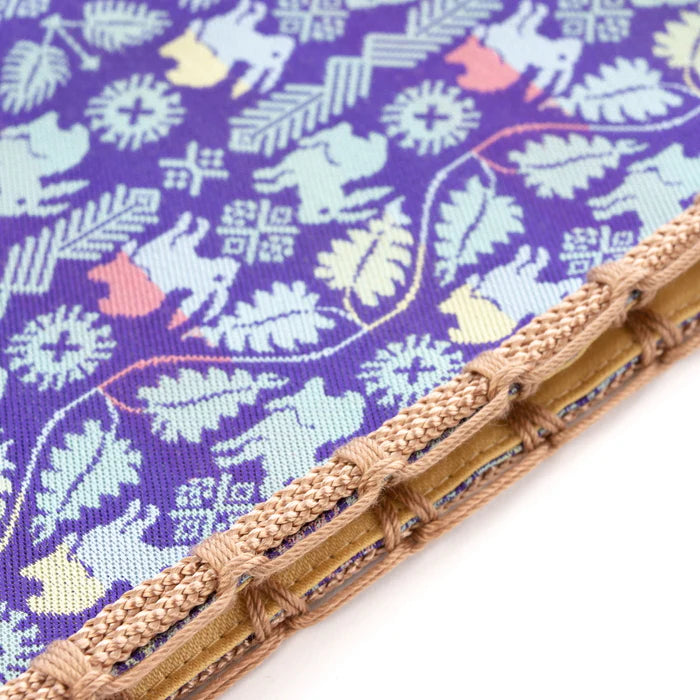 Nishijin-ori Small Drawstring Bag - Flower and Rabbit / Lapis Lazuli -, Made in Kyoto, Japan, Japanese traditional craft purse
