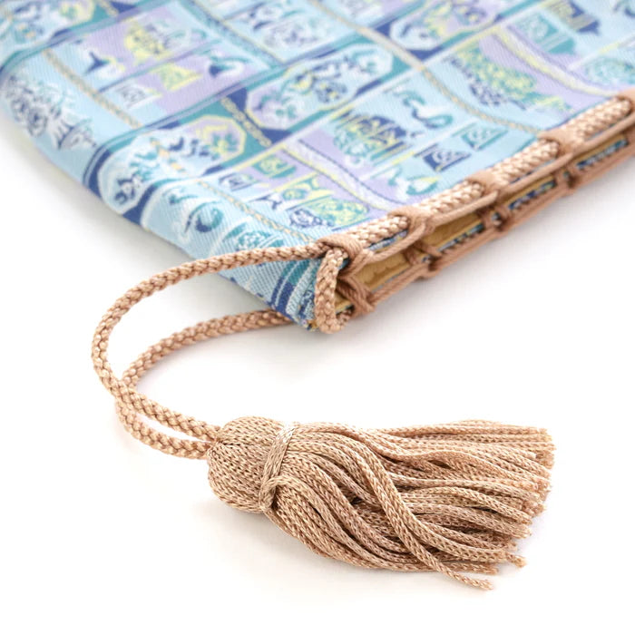 Nishijin-ori Small Drawstring Bag - Snake / Blue -, Made in Kyoto, Japan, Japanese traditional craft purse