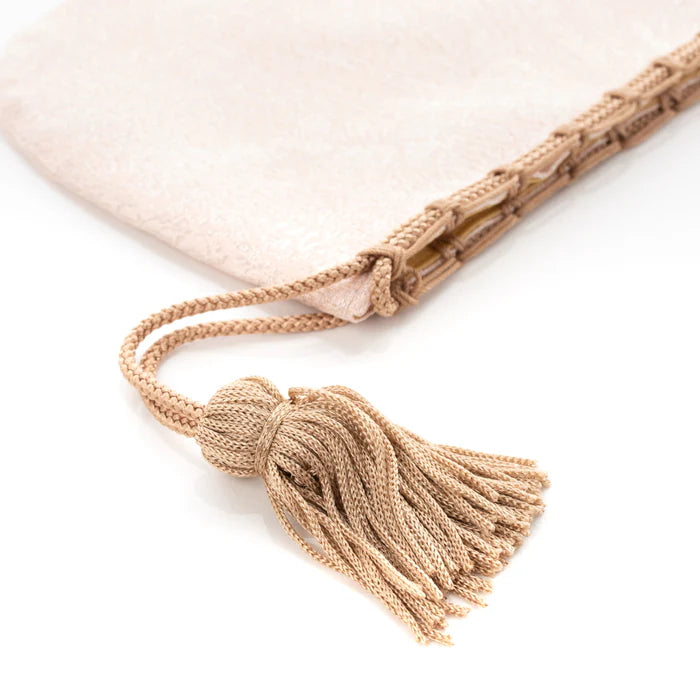 Nishijin-ori Small Drawstring Bag - Crumpled Pattern / Pink -, Made in Kyoto, Japan, Japanese traditional craft purse