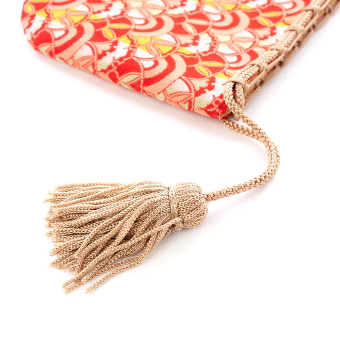 Nishijin-ori Small Drawstring Bag - Rabbit / Red -, Made in Kyoto, Japan, Japanese traditional craft purse