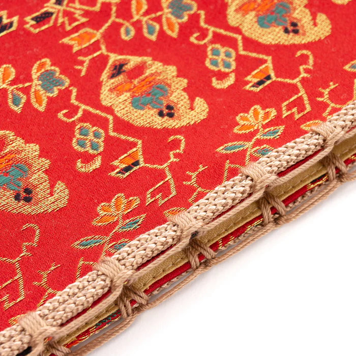 Nishijin-ori Small Drawstring Bag - Flower, Fruit, and Tree / Red -, Made in Kyoto, Japan, Japanese traditional craft purse
