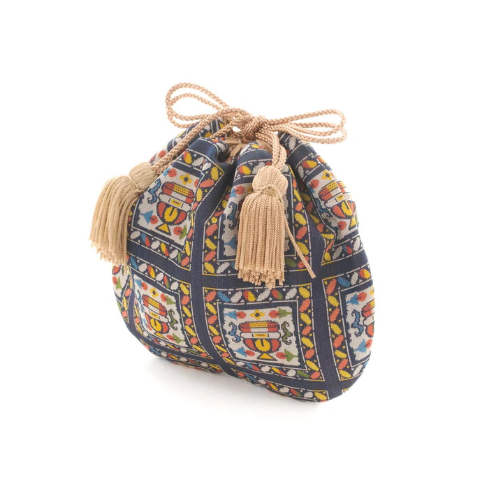 Nishijin-ori Small Drawstring Bag - Flower Cup -, Made in Kyoto, Japan, Japanese traditional craft purse