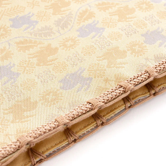 Nishijin-ori Small Drawstring Bag - Flower and Rabbit / Cream Yellow -, Made in Kyoto, Japan, Japanese traditional craft purse