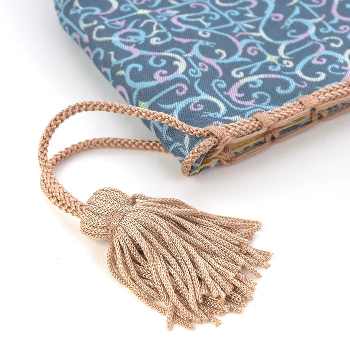 Nishijin-ori Small Drawstring Bag - Dragon / Navy Blue -, Made in Kyoto, Japan, Japanese traditional craft purse