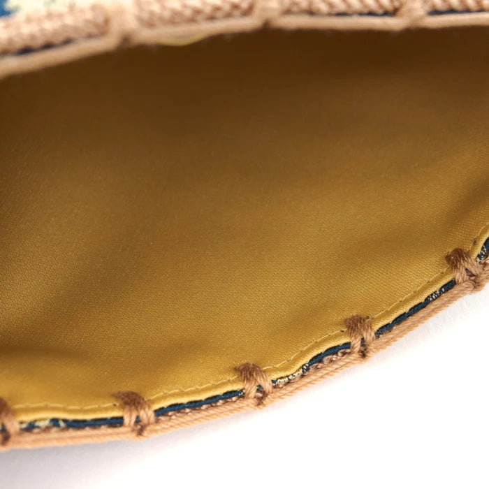 Nishijin-ori Small Drawstring Bag - Bamboo Groves and Cats / Navy Blue -, Made in Kyoto, Japan, Japanese traditional craft purse