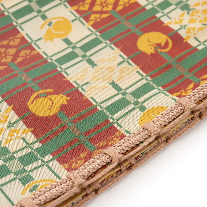 Nishijin-ori Small Drawstring Bag - Cat / Brown -, Made in Kyoto, Japan, Japanese traditional craft purse
