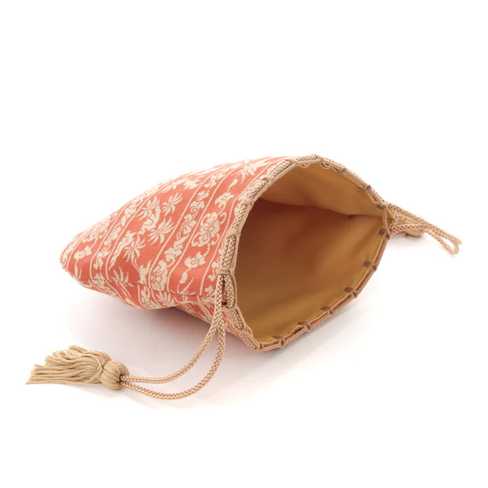 Nishijin-ori Small Drawstring Bag - Bird / Rose -, Made in Kyoto, Japan, Japanese traditional craft purse