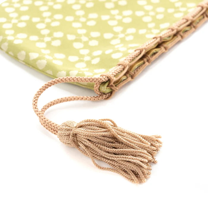 Nishijin-ori Small Drawstring Bag - Plum Blossom / Muted Greenish Yellow -, Made in Kyoto, Japan, Japanese traditional craft purse