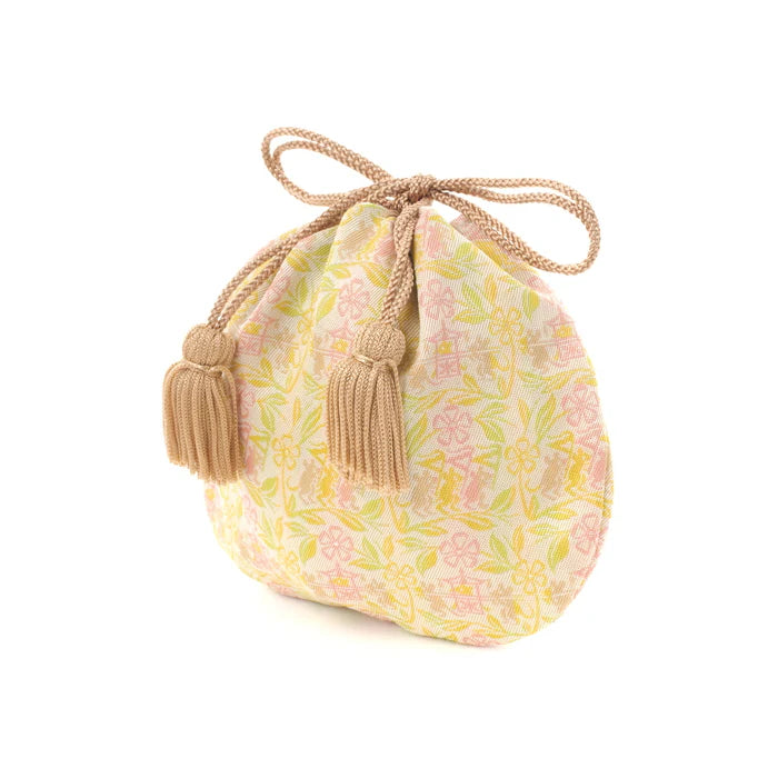 Nishijin-ori Small Drawstring Bag - Mouse -, Made in Kyoto, Japan, Japanese traditional craft purse
