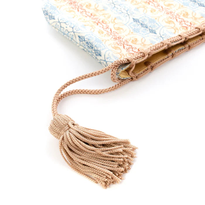 Nishijin-ori Small Drawstring Bag - Grapevine / Brown and Blue -, Made in Kyoto, Japan, Japanese traditional craft purse