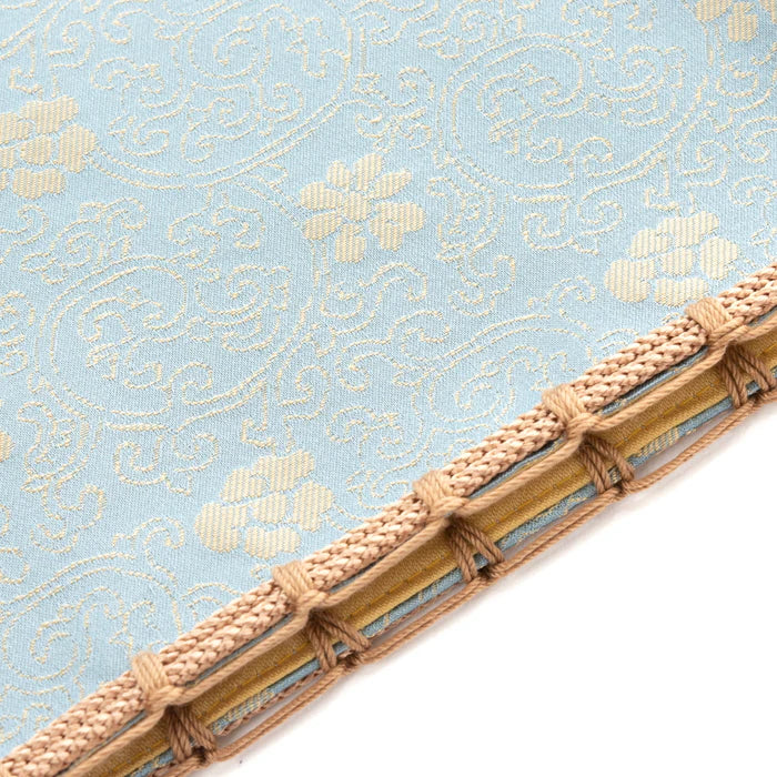 Nishijin-ori Small Drawstring Bag - Chrysanthemum and Peony Flowers / Blue -, Made in Kyoto, Japan, Japanese traditional craft purse