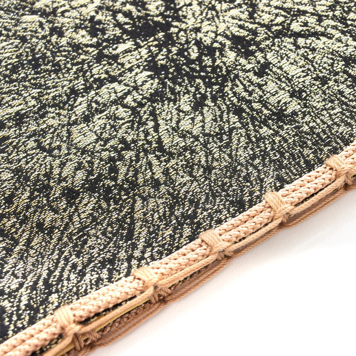 Nishijin-ori Small Drawstring Bag - Crumpled Pattern / Gold and Black -, Made in Kyoto, Japan, Japanese traditional craft purse