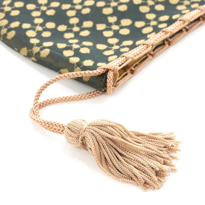 Nishijin-ori Small Drawstring Bag - Plum Blossom / Iron -, Made in Kyoto, Japan, Japanese traditional craft purse
