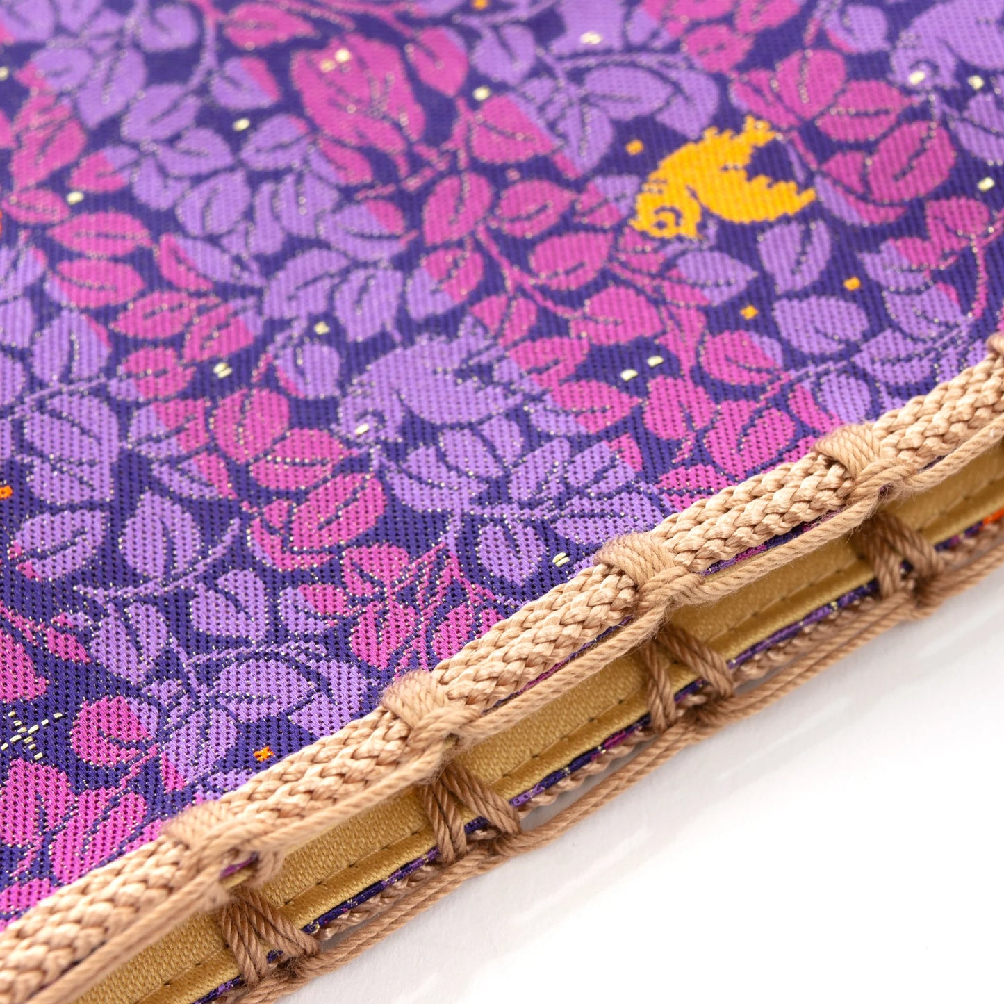 Nishijin-ori Small Drawstring Bag - Awl, hidden Bat and Cat -, Made in Kyoto, Japan, Japanese traditional craft purse