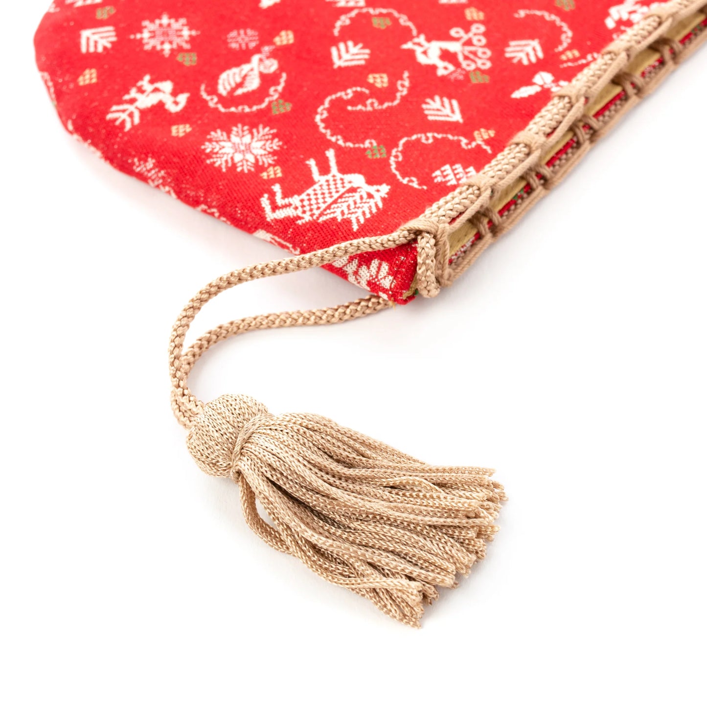 Nishijin-ori Small Drawstring Bag - Reindeer -, Made in Kyoto, Japan, Japanese traditional craft purse