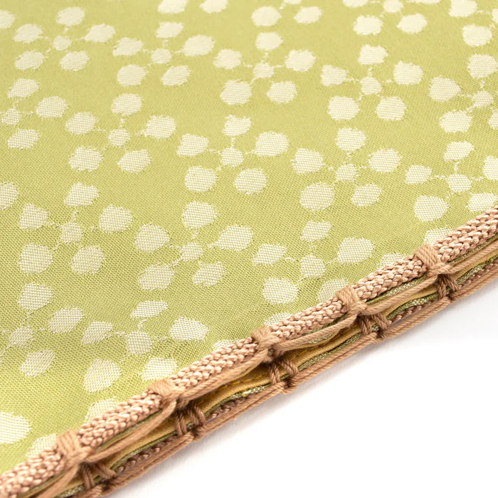 Nishijin-ori Small Drawstring Bag - Plum Blossom / Muted Greenish Yellow -, Made in Kyoto, Japan, Japanese traditional craft purse