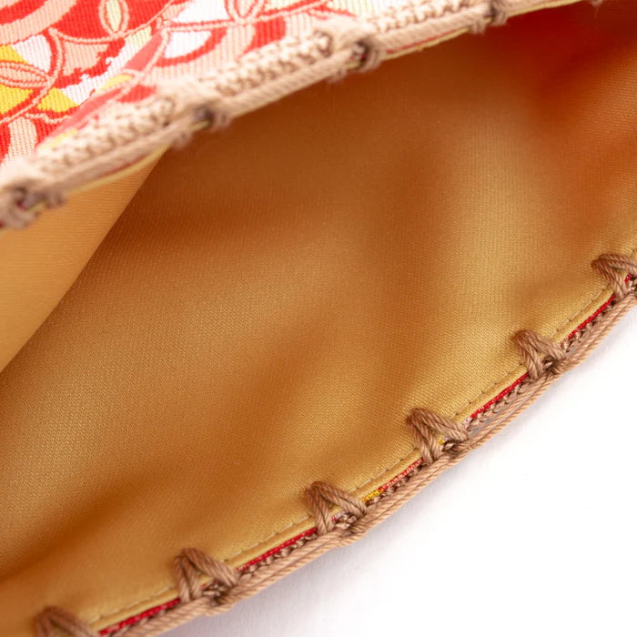 Nishijin-ori Small Drawstring Bag - Rabbit / Red -, Made in Kyoto, Japan, Japanese traditional craft purse