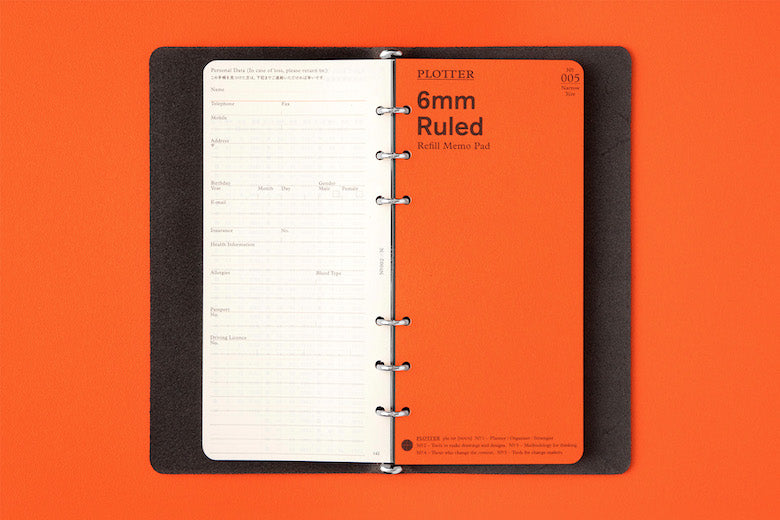 PLOTTER Liscio 6-Ring Leather Binder PLT5012 (Narrow Size)