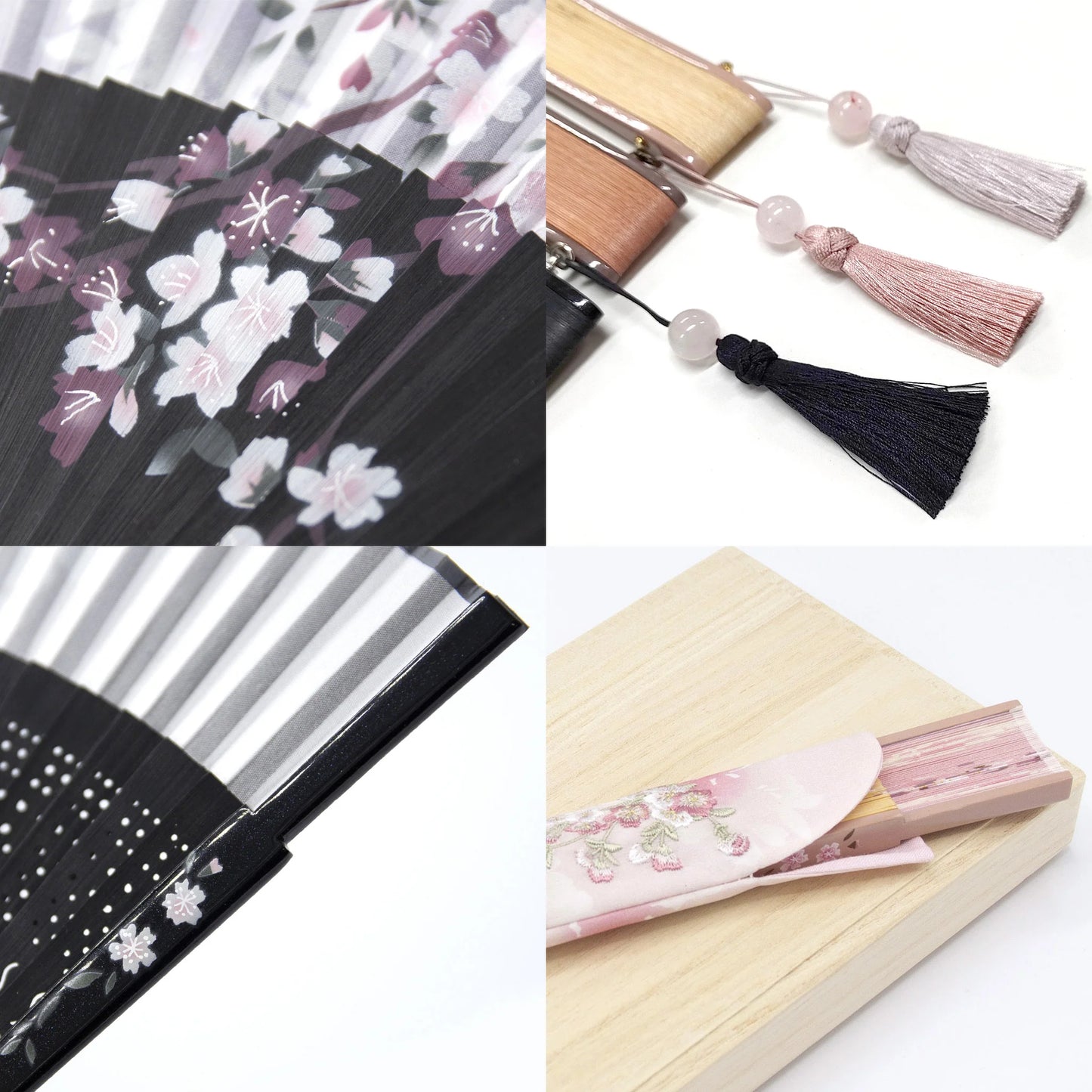 Cherry Blossom Sensu (Japanese folding fan) for Women - Black -