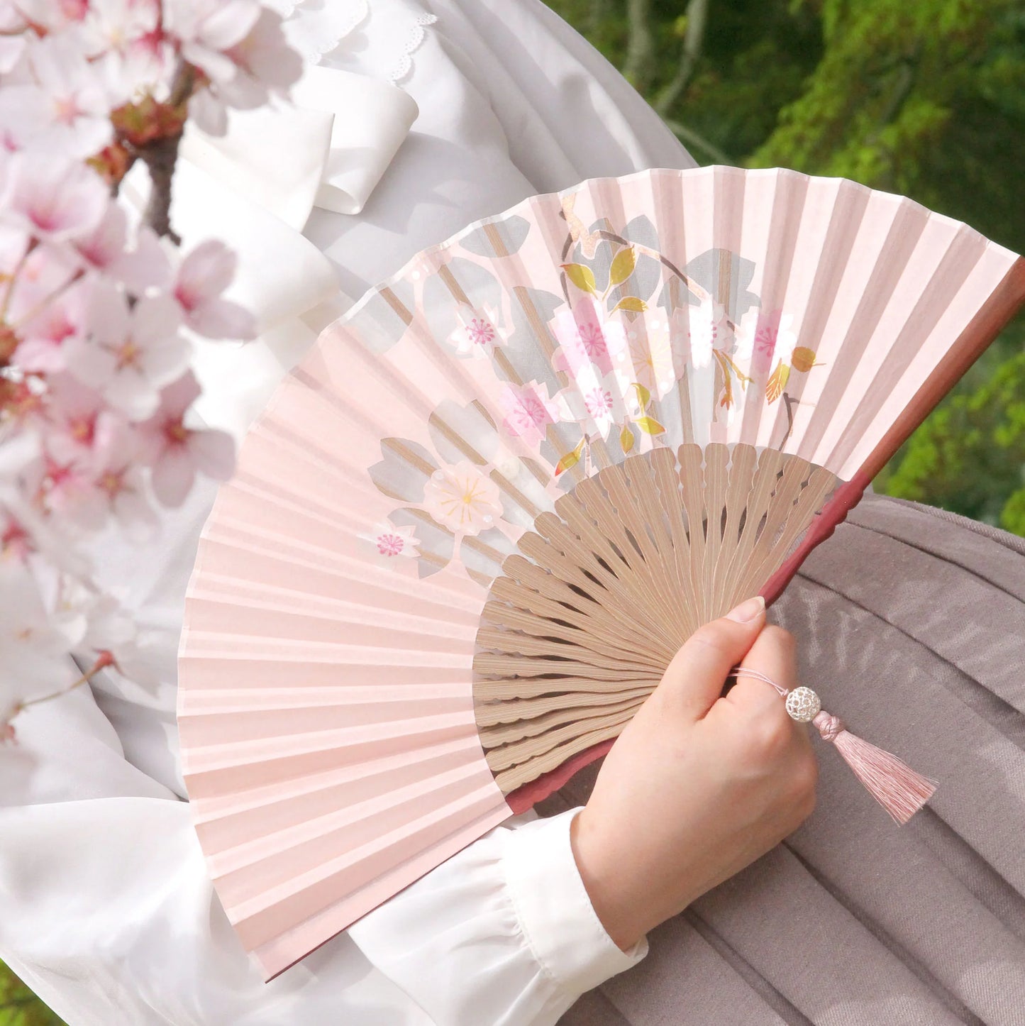 Kyo-sensu (Japanese folding fan) for Women - Kirie / Cherry Blossom - , Made in Kyoto, Japan, Kyoto sensu