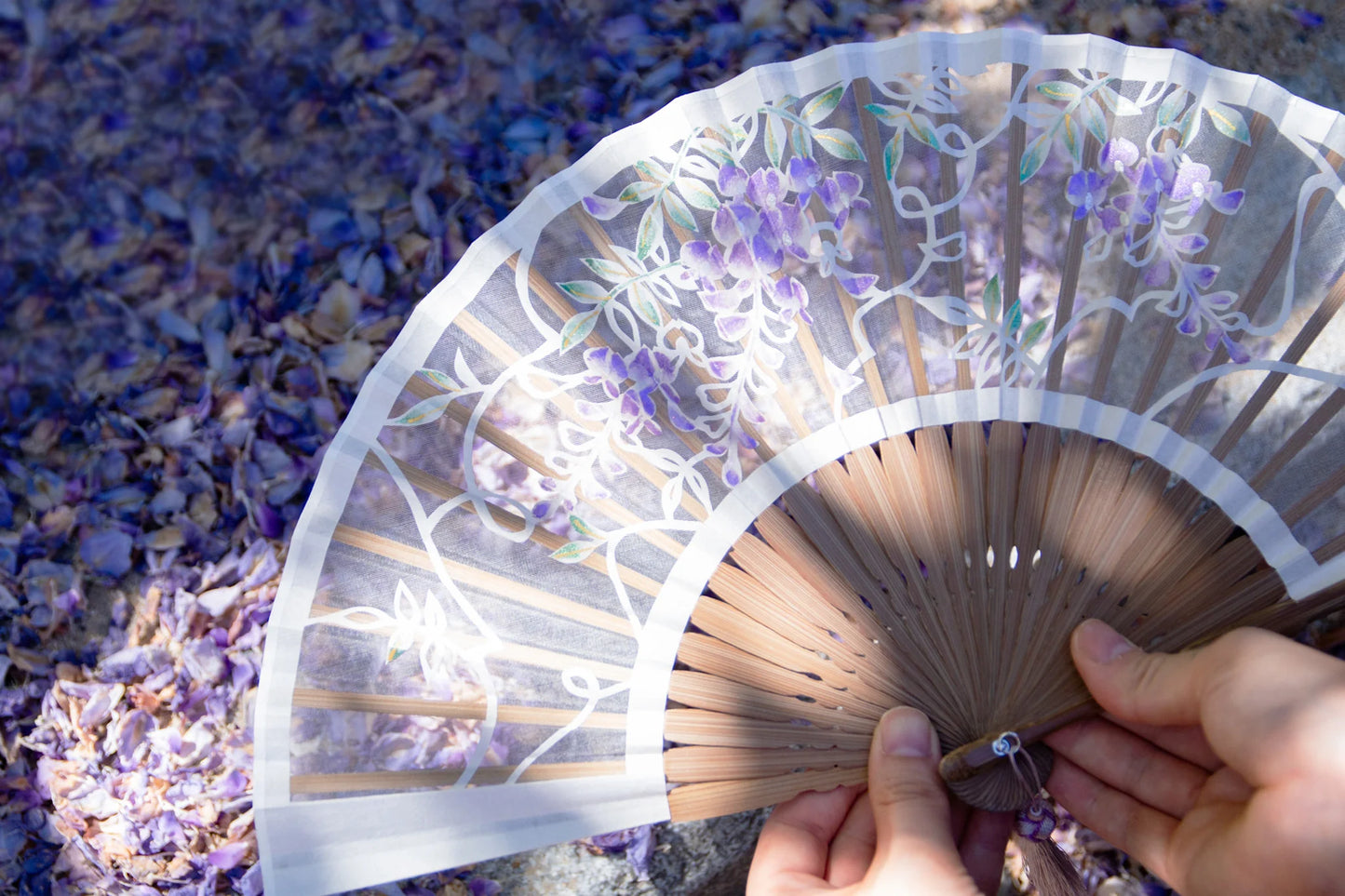 Kyo-sensu (Japanese folding fan) for Women - Kirie / Cherry Blossom - , Made in Kyoto, Japan, Kyoto sensu