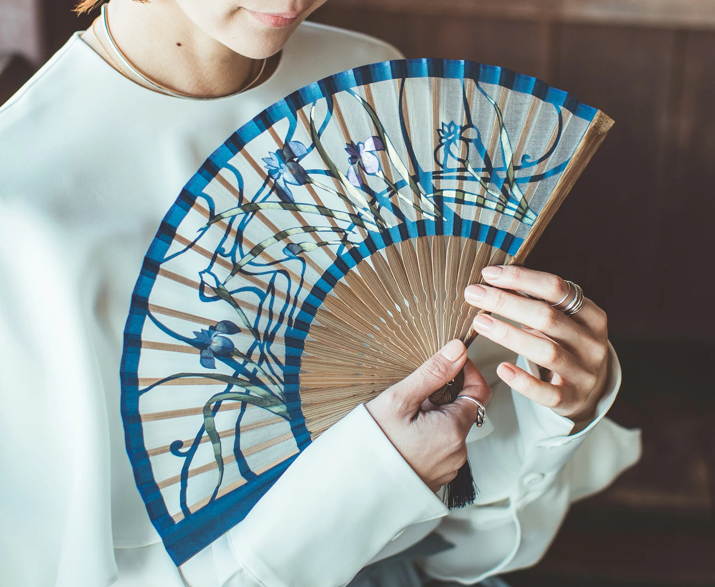 Kyo-sensu (Japanese folding fan) for Women - Kirie / Cherry Blossom - , Made in Kyoto, Japan, Kyoto sensu