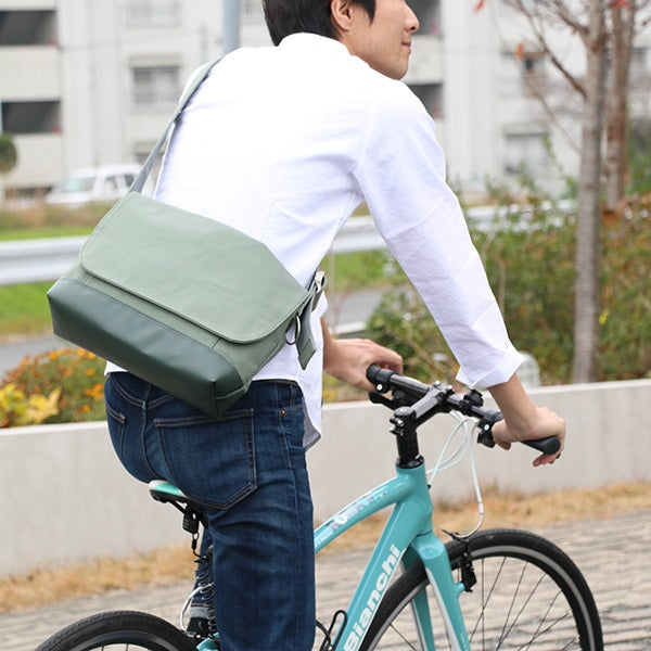 Shoulder Bag - Bicycle Messenger Bag Design / Green Gray -, Bike Messenger Bag, Cross Body Bag