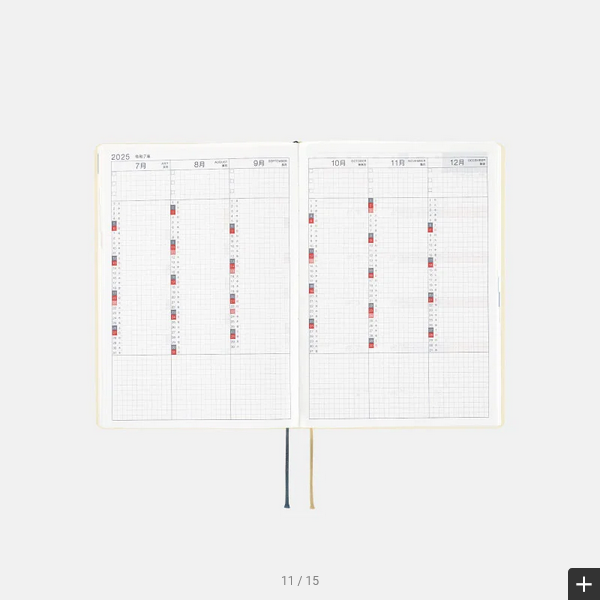 Hobonichi Techo 2025 Slash (Ivory) HON / A5 Size / Daily / Jan start / Mon start - English Edition