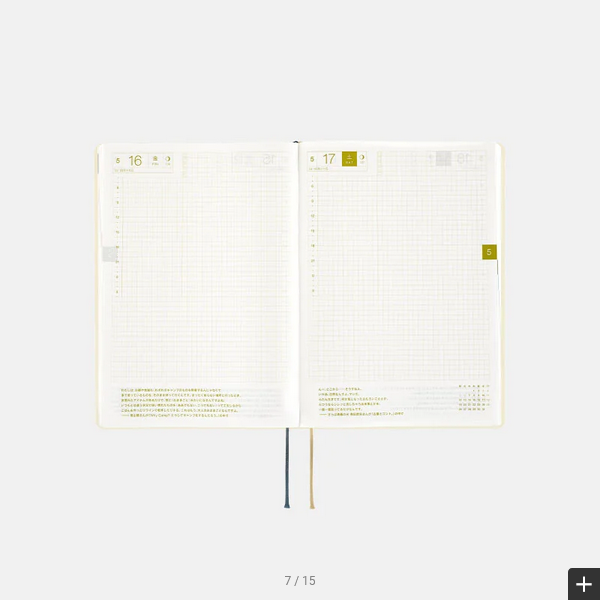 Hobonichi Techo 2025 Slash (Ivory) HON / A5 Size / Daily / Jan start / Mon start - English Edition