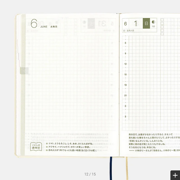 Hobonichi Techo 2025 Slash (Ivory) HON / A6 Size / Daily / Jan start / Mon start - English Edition