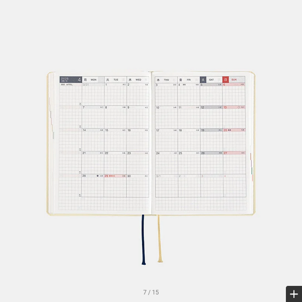 Hobonichi Techo 2025 Slash (Ivory) HON / A6 Size / Daily / Jan start / Mon start - English Edition
