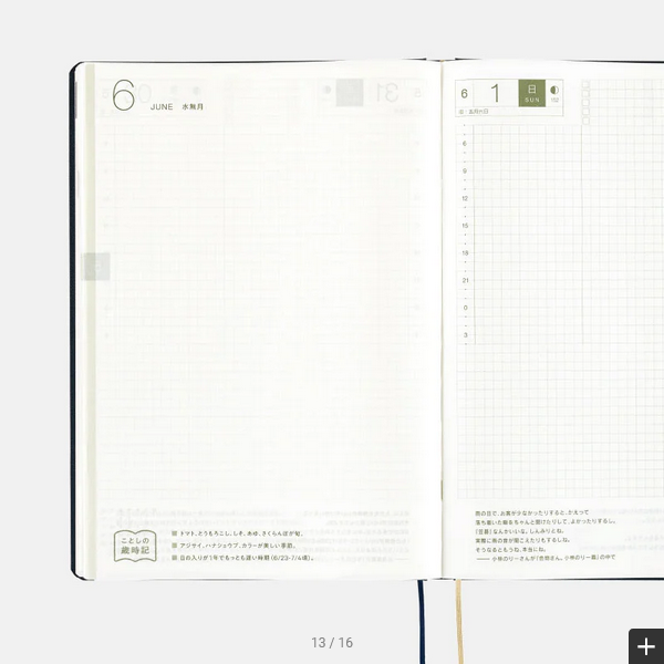 Hobonichi Techo 2025 Slash (Navy) HON / A5 Size / Daily / Jan start / Mon start - English Edition