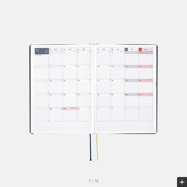 Hobonichi Techo 2025 Slash (Navy) HON / A5 Size / Daily / Jan start / Mon start - English Edition