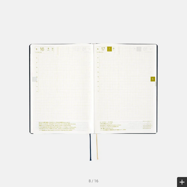 Hobonichi Techo 2025 Slash (Navy) HON / A5 Size / Daily / Jan start / Mon start - English Edition