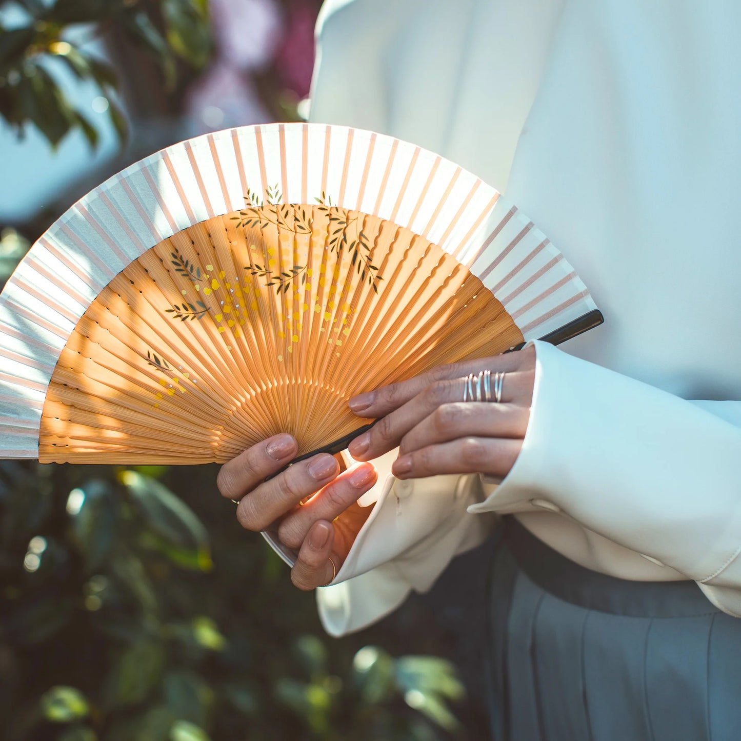 Small Sensu (Japanese folding fan) for Women - Mimosa -