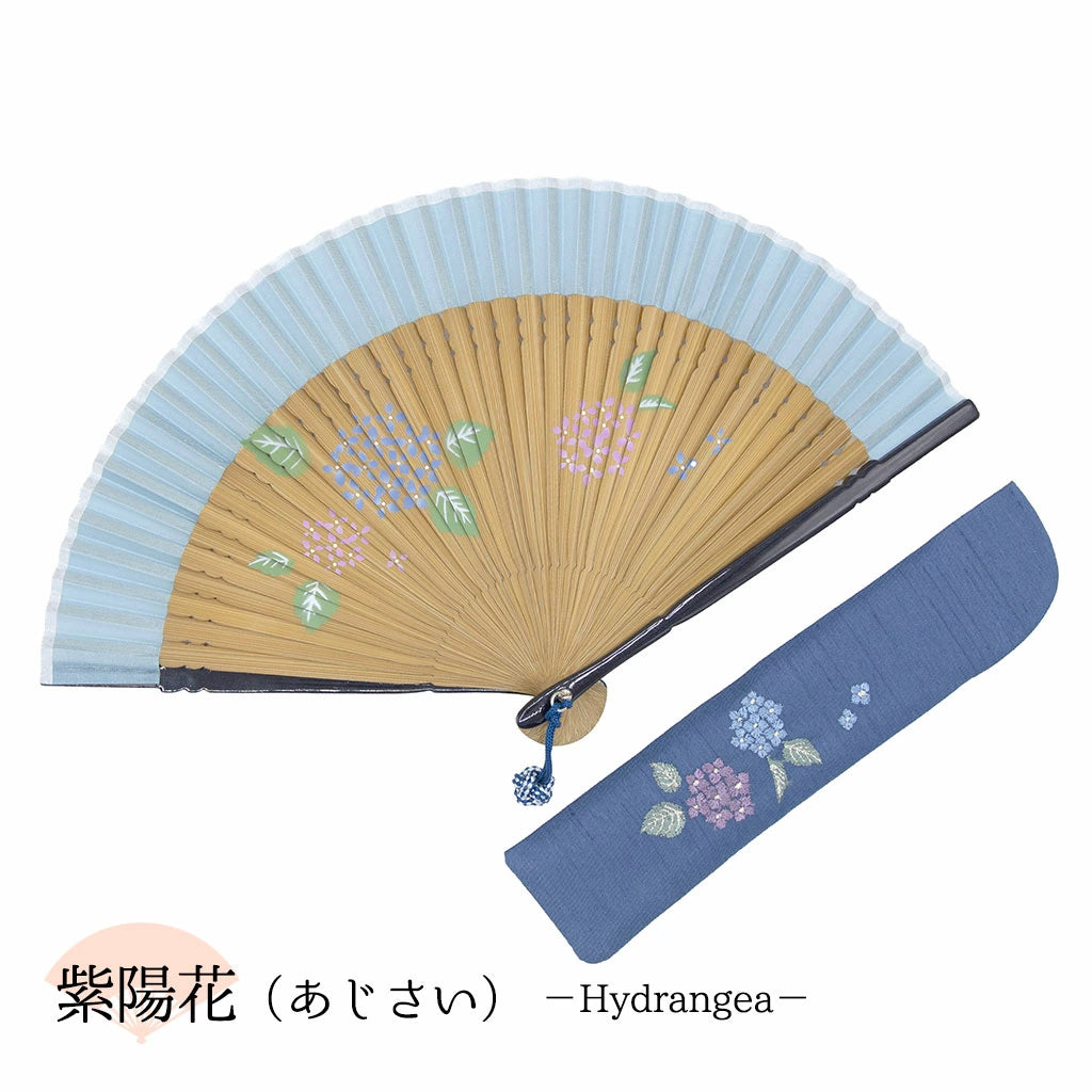 Small Sensu (Japanese folding fan) for Women - Hydrangea -