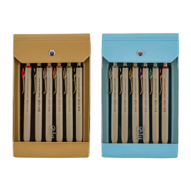 PRE-ORDER TSUKI no IRO: Uniball One 0.38mm - Set of 6 with Case Jan-June Set / July-Dec Set , 2026 Hobonichi Accessories