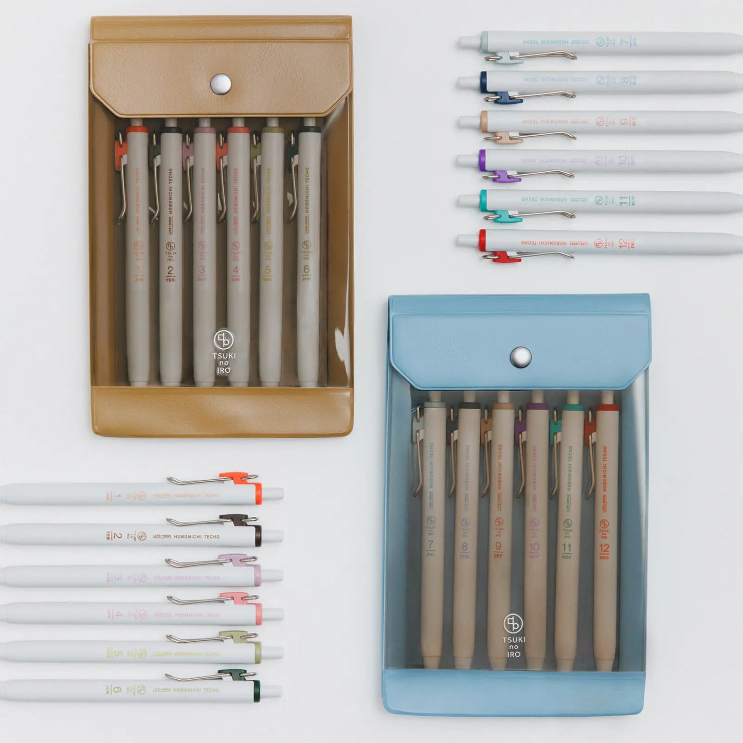 PRE-ORDER TSUKI no IRO: Uniball One 0.38mm - Set of 6 with Case Jan-June Set / July-Dec Set , 2026 Hobonichi Accessories