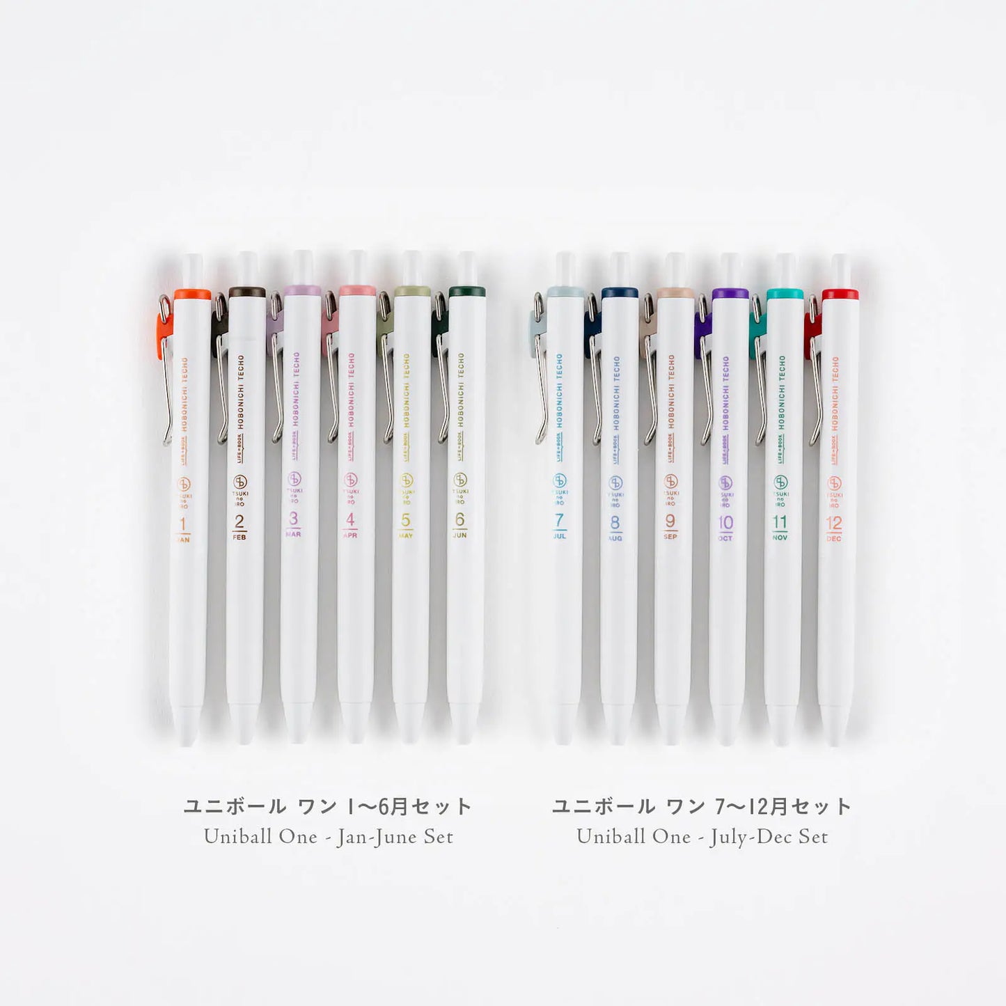 PRE-ORDER TSUKI no IRO: Uniball One 0.38mm - Set of 6 with Case Jan-June Set / July-Dec Set , 2026 Hobonichi Accessories